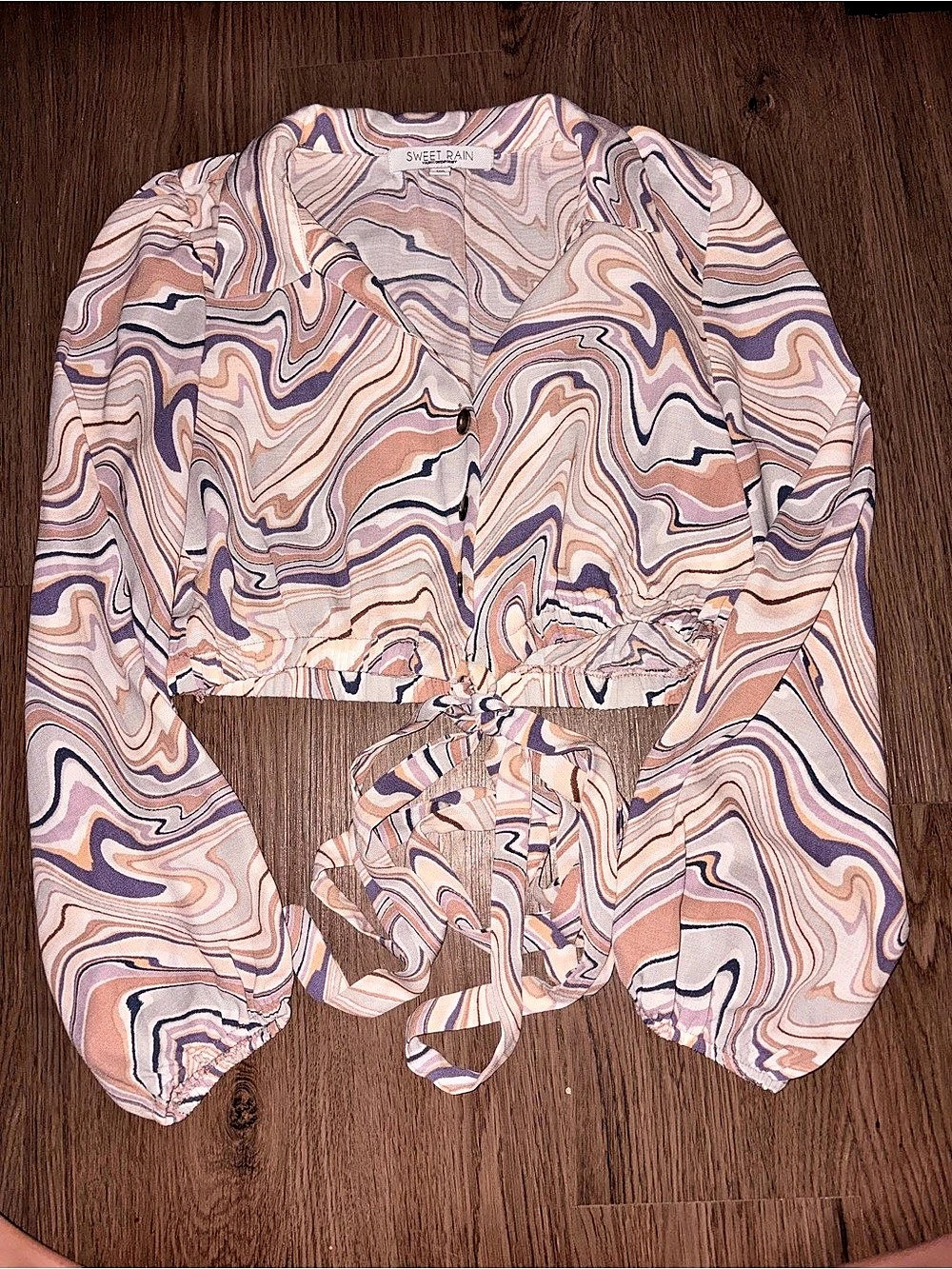 Sweet Rain Abstract Blouse in Pink & Purple Size XS Like New
